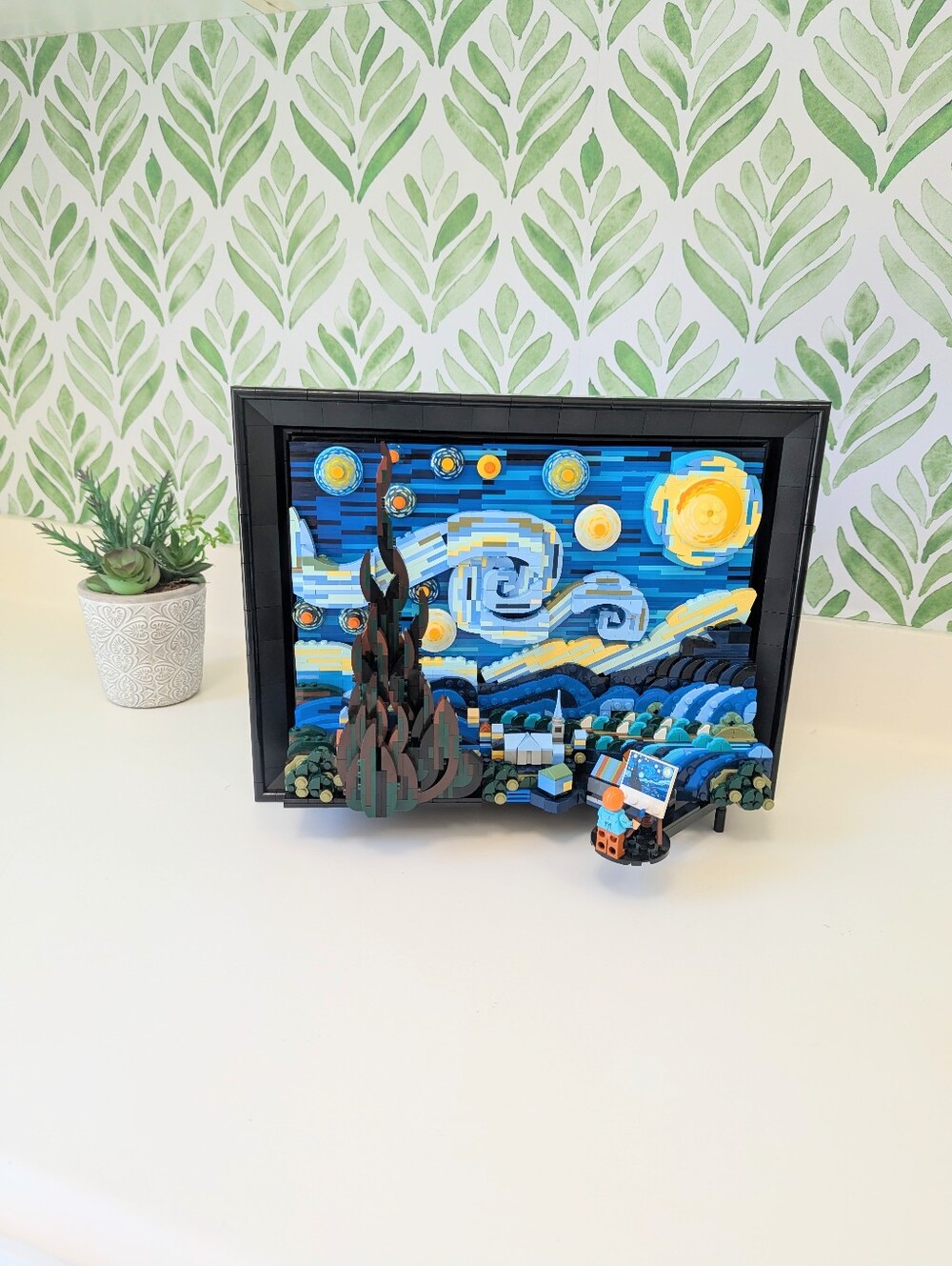 The Starry Night LEGO Display MoMA Black Frame Assembled- Complete Set